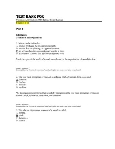 Test Bank For Music An Appreciation 2025 Release Roger Kamien