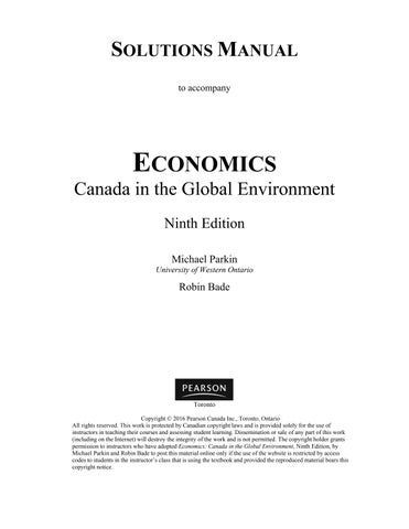 Solution Manual for Microeconomics Canada in the Global Environment 9th Edition By Robin Bade, Micha