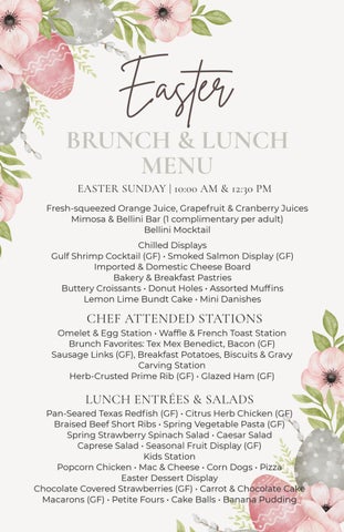 GCOH Easter Brunch & Lunch Menu 