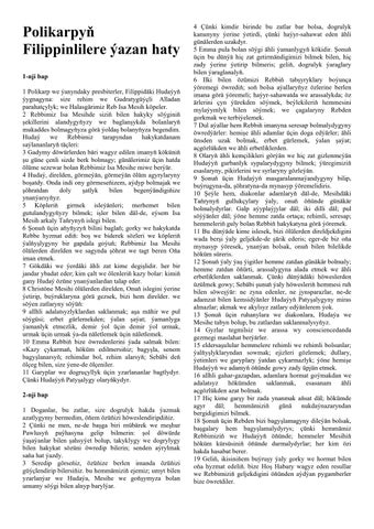 Turkmen - The Epistle of Polycarp to the Philippians