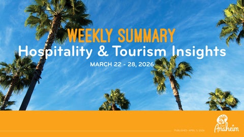 Visit Anaheim 2026 Weekly Dashboard for the period of March 22 - 28, 2026