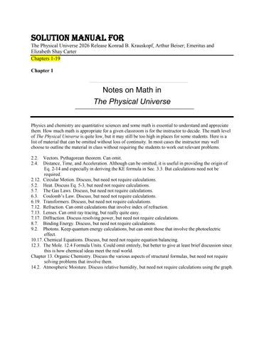 Solution Manual For  The Physical Universe 2026 Release Konrad B. Krauskopf, Arthur Beiser; Emeritus