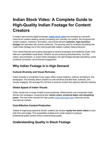 Indian Stock Video: A Complete Guide to High-Quality Indian Footage for Content Creators