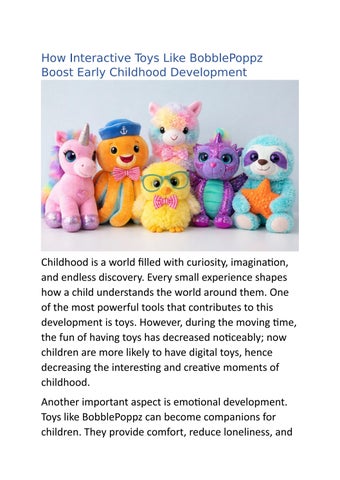 How Interactive Toys Like BobblePoppz Boost Early Childhood Development