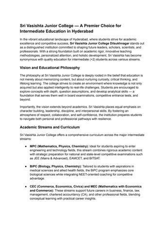 Sri Vasishta Junior College