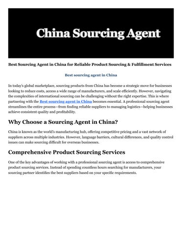 Best sourcing agent in China