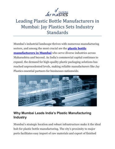 Leading Plastic Bottle Manufacturers in Mumbai pdf