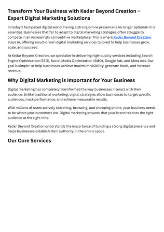 Grow Your Business Online with Kedar Beyond Creation | SEO, SMO & Paid Ads Experts