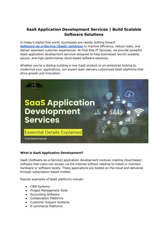 SaaS Application Development | First Rite IT Services