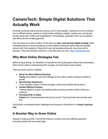 CamzioTech_ Simple Digital Solutions That Actually Work