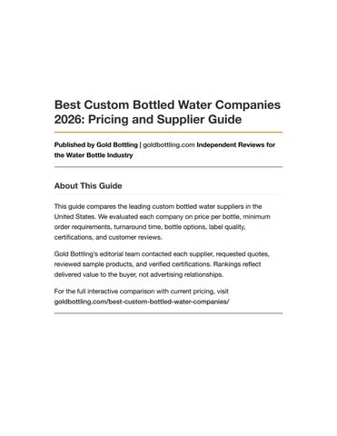 Custom Bottled Water Guide