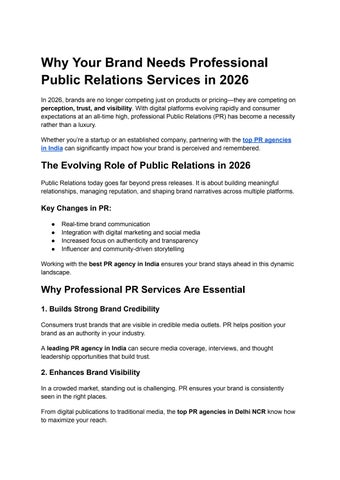 Why your Brand needs professional public relations services in 2026