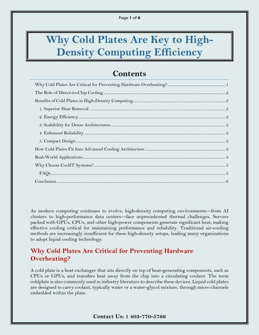 Why Cold Plates Are High-Density Computing