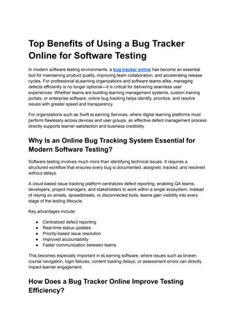 Top Benefits of Using a Bug Tracker Online for Software Testing