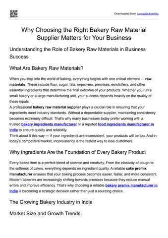 Bakery Ingredeant manufacture 