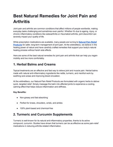 Best Natural Remedies for Joint Pain and Arthritis