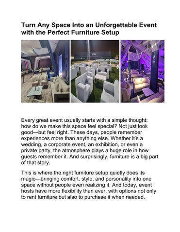Turn Any Space Into an Unforgettable Event with the Perfect Furniture Setup