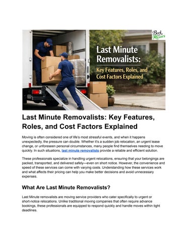 Last Minute Removalists_ Key Features, Roles, and Cost Factors Explained