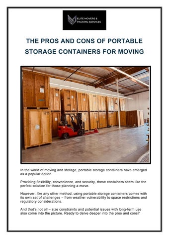 THE PROS AND CONS OF PORTABLE STORAGE CONTAINERS FOR MOVING