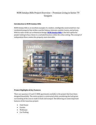 Modern Lifestyle at M3M Antalya Hills Residential Property