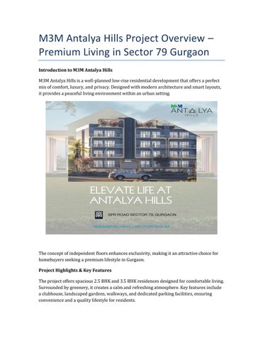 M3M_Antalya_HillsM3M Antalya Hills Residential Property Features Explained