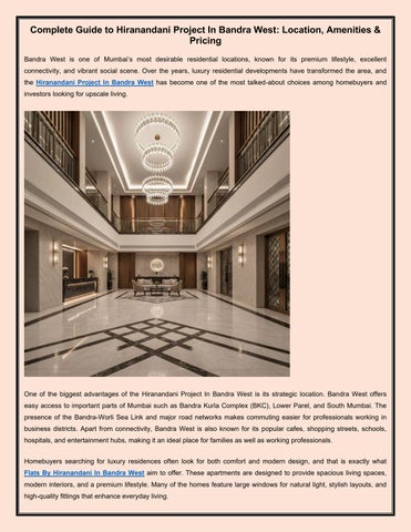Complete Guide to Hiranandani Project In Bandra West Location  Amenities  Pricing