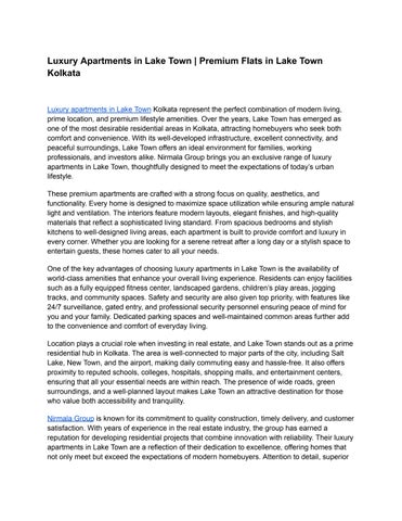 Luxury Apartments in Lake Town Kolkata | Premium Flats by Nirmala Group